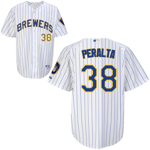 Wily Peralta #38 MLB Jersey-Milwaukee Brewers Men's Authentic Alternate Home White Baseball Jersey